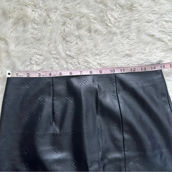 ROTATE Birger Christensen Skirt Leeds Pencil Midi Faux Leather Logo Black 8 - Picture 11 of 12